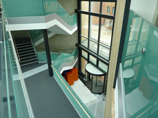 View of the atrium from the second floor of new building September 2010
