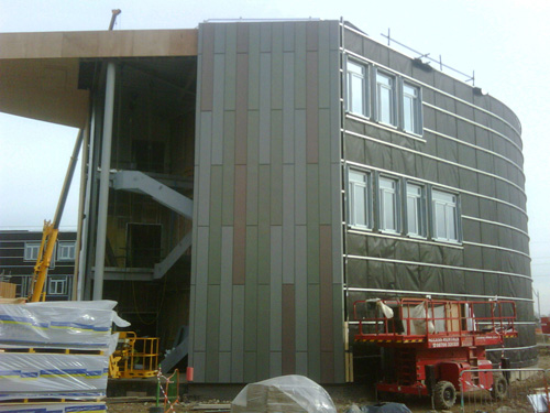 External cladding beginning to be added to Heslington East CS building March 2010